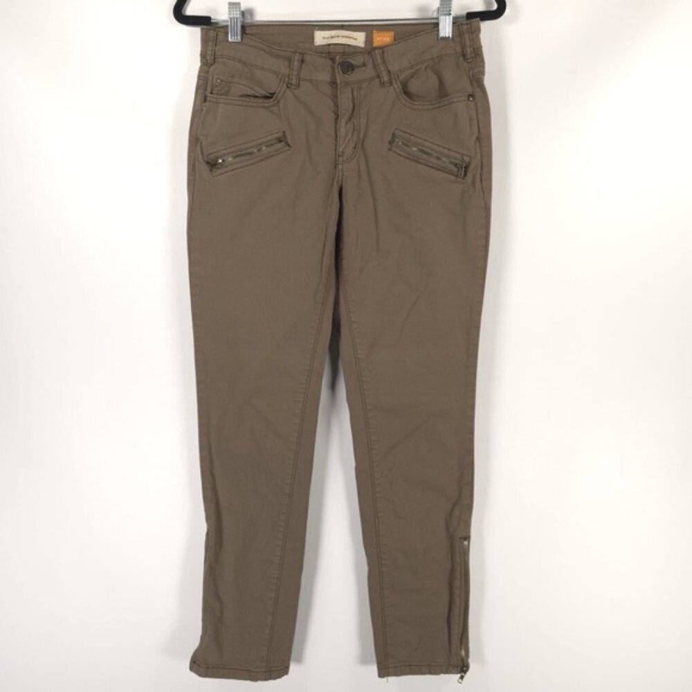 Anthropologie Pilcro & Letterpress Taupe Brown Beige Zip Ankle Skinny Jeans 29